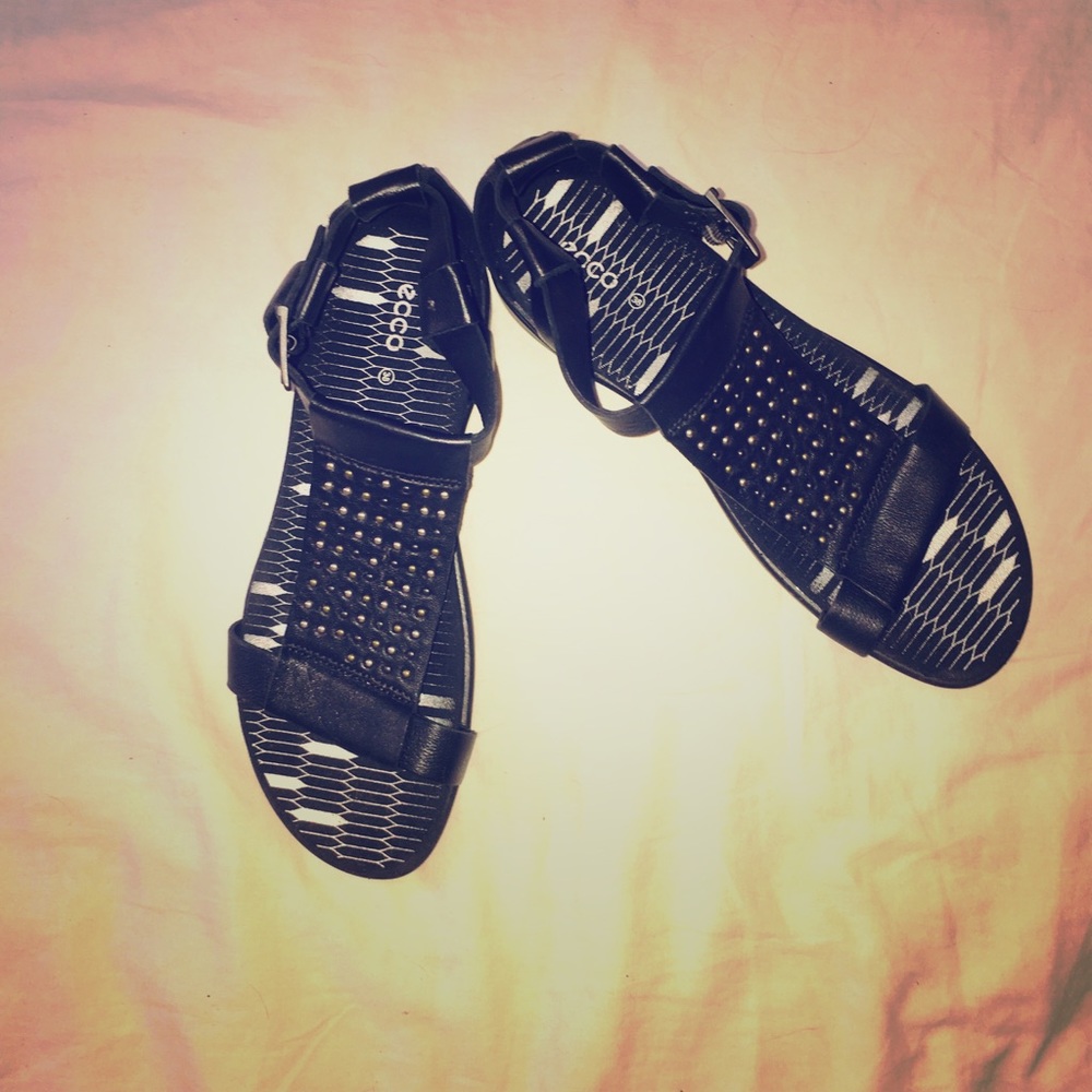 ECCO black flat sandals size EUR 38
